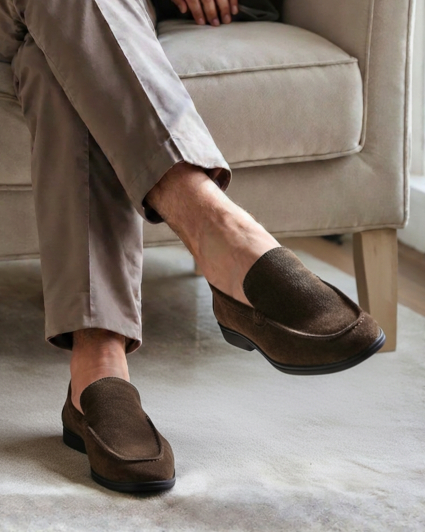 Premium Suede Loafers - Black Soles - Aurellius
