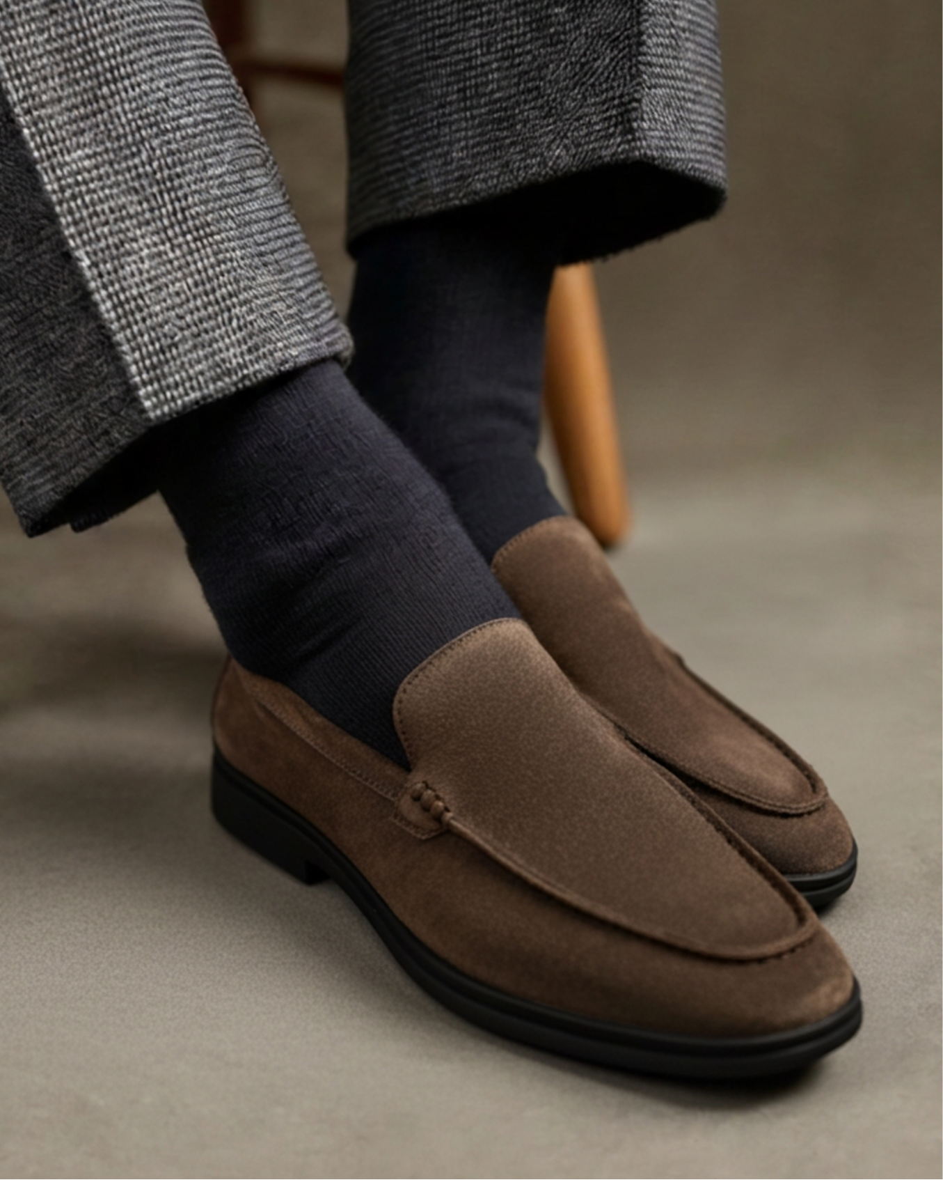 Premium Suede Loafers - Black Soles - Aurellius