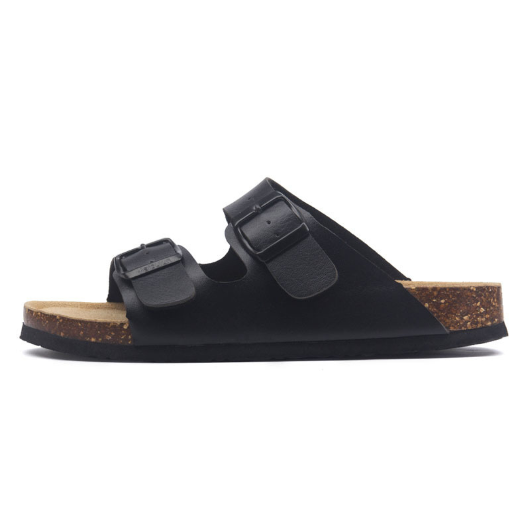 Leather Birken Sandal - Black | Aurellius